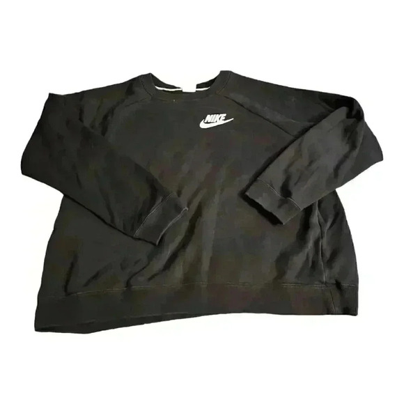 Nike Sweater Y2K Black Swoosh Logo Vintage Sports Red Tag Mens XL - Picture 1 of 3